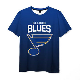 Мужская футболка 3D с принтом St. Louis Blues в Курске, 100% полиэфир | прямой крой, круглый вырез горловины, длина до линии бедер | Тематика изображения на принте: nhl | st. louis blues | блюз | нхл | сент луиз | сент луис | сент луис блюз | тарасенко | хоккей | шайба