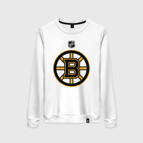 Женский свитшот хлопок с принтом Boston Bruins NHL в Курске, 100% хлопок | прямой крой, круглый вырез, на манжетах и по низу широкая трикотажная резинка  | Тематика изображения на принте: boston | boston bruins | hockey | nhl | бостон | бостон брюинз | кубок стенли | нхл | спорт | хоккей | шайба