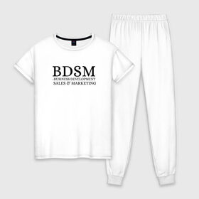 Женская пижама хлопок с принтом BDSM в Курске, 100% хлопок | брюки и футболка прямого кроя, без карманов, на брюках мягкая резинка на поясе и по низу штанин | business | development | marketing | sales
