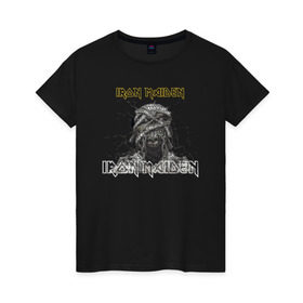 Женская футболка хлопок с принтом Iron Maiden в Курске, 100% хлопок | прямой крой, круглый вырез горловины, длина до линии бедер, слегка спущенное плечо | британская | брюс дикинсон | группа | метал | пол ди’анно | стив харрис | хеви