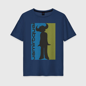 Женская футболка хлопок Oversize с принтом Jamiroquai в Курске, 100% хлопок | свободный крой, круглый ворот, спущенный рукав, длина до линии бедер
 | британская | группа | джей кей | диско | современный ритм н блюз | стюарт зендер | тоби смит | фанк | эйсид джаз