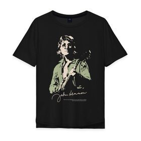 Мужская футболка хлопок Oversize с принтом Джон Леннон в Курске, 100% хлопок | свободный крой, круглый ворот, “спинка” длиннее передней части | активист | бас гитара | британский | гитара | губная гармоника | клавишные | композитор | музыкант | певец | писатель | поэт | рок | художник