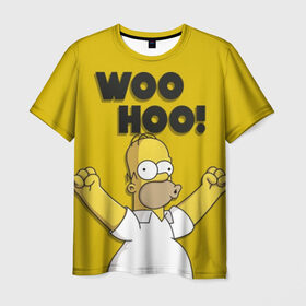 Мужская футболка 3D с принтом HOMER - WOO HOO! в Курске, 100% полиэфир | прямой крой, круглый вырез горловины, длина до линии бедер | bart | homer | lisa | the simpsons | барт | гомер | лиза | мэгги | симпсоны