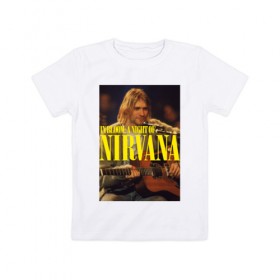 Детская футболка хлопок с принтом Kurt Cobain In Bloom в Курске, 100% хлопок | круглый вырез горловины, полуприлегающий силуэт, длина до линии бедер | Тематика изображения на принте: kurt cobain | music | nirvana | rock | кобейн | курт | курт кобейн | музыка | нирвана | рок