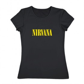 Женская футболка хлопок с принтом Nirvana в Курске, 100% хлопок | прямой крой, круглый вырез горловины, длина до линии бедер, слегка спущенное плечо | kurt cobain | music | nirvana | rock | кобейн | курт | курт кобейн | музыка | нирвана | рок