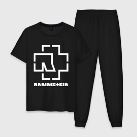 Мужская пижама хлопок с принтом RAMMSTEIN в Курске, 100% хлопок | брюки и футболка прямого кроя, без карманов, на брюках мягкая резинка на поясе и по низу штанин
 | music | rammstein | rock | группа | музыка | музыканты | рамштайн | рок