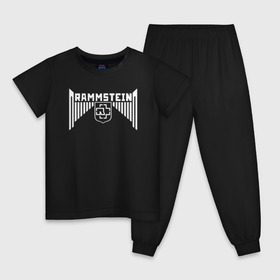 Детская пижама хлопок с принтом Rammstein в Курске, 100% хлопок |  брюки и футболка прямого кроя, без карманов, на брюках мягкая резинка на поясе и по низу штанин
 | Тематика изображения на принте: deutschland | duhastviel.mutter | hevy metal | meinteil | music | rammstein | rammsteinfan | ramshtain | rock | германия | метал | музыка | немцы | рамштаин | рамштайн | рамштейн | рок