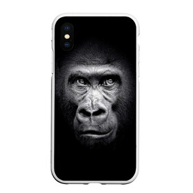 Чехол для iPhone XS Max матовый с принтом Горилла в Курске, Силикон | Область печати: задняя сторона чехла, без боковых панелей | animal | black | eyes | fauna | gorilla | gray | look | monkey | muzzle | primate | взгляд | глаза | горилла | животное | обезьяна | примат | серый | фауна | черный
