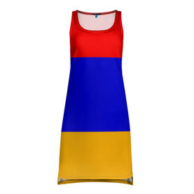 Платье-майка 3D с принтом Армения. Флаг. в Курске, 100% полиэстер | полуприлегающий силуэт, широкие бретели, круглый вырез горловины, удлиненный подол сзади. | армения | армянский | государство | знамя | кавказ | республика | символ | снг | ссср | страна | флаг