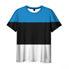 Мужская футболка 3D с принтом Эстония. Флаг. в Курске, 100% полиэфир | прямой крой, круглый вырез горловины, длина до линии бедер | Тематика изображения на принте: балтии | государство | прибалтика | республика | снг | ссср | страна | страны | эстония