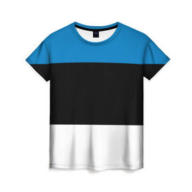 Женская футболка 3D с принтом Эстония. Флаг. в Курске, 100% полиэфир ( синтетическое хлопкоподобное полотно) | прямой крой, круглый вырез горловины, длина до линии бедер | балтии | государство | прибалтика | республика | снг | ссср | страна | страны | эстония