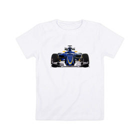 Детская футболка хлопок с принтом Sauber F1 Team в Курске, 100% хлопок | круглый вырез горловины, полуприлегающий силуэт, длина до линии бедер | Тематика изображения на принте: f1. болид | авто | гонки | формула 1