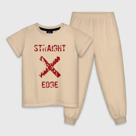 Детская пижама хлопок с принтом Straight edge в Курске, 100% хлопок |  брюки и футболка прямого кроя, без карманов, на брюках мягкая резинка на поясе и по низу штанин
 | straight edge | sxe | острая грань | схе