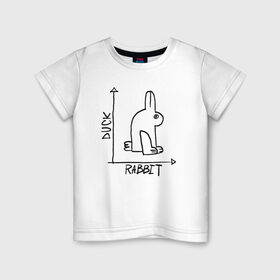 Детская футболка хлопок с принтом Утка. Кролик в Курске, 100% хлопок | круглый вырез горловины, полуприлегающий силуэт, длина до линии бедер | алгебра | геометрия | животные | иллюзия | кролик | обман зрения | утка | юмор