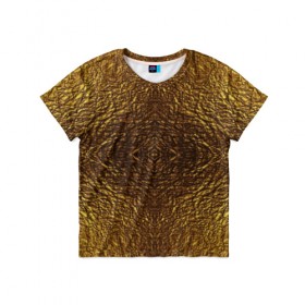 Детская футболка 3D с принтом Gold metal texture в Курске, 100% гипоаллергенный полиэфир | прямой крой, круглый вырез горловины, длина до линии бедер, чуть спущенное плечо, ткань немного тянется | gold | metal | pattern. | precious | texture | драгоценный | золото | металл | текстура | узор