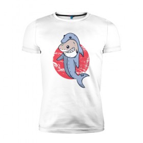 Мужская футболка премиум с принтом Акула в костюме Дельфина в Курске, 92% хлопок, 8% лайкра | приталенный силуэт, круглый вырез ворота, длина до линии бедра, короткий рукав | 