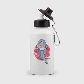 Бутылка спортивная с принтом Акула в костюме Дельфина в Курске, металл | емкость — 500 мл, в комплекте две пластиковые крышки и карабин для крепления | 
