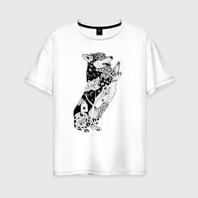 Женская футболка хлопок Oversize с принтом Корги Зенарт в Курске, 100% хлопок | свободный крой, круглый ворот, спущенный рукав, длина до линии бедер
 | Тематика изображения на принте: вельш корги | корги | пемброк | собака
