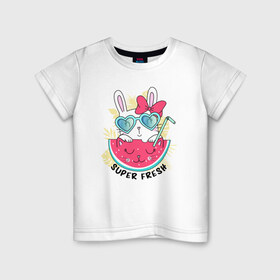 Детская футболка хлопок с принтом Лето в Курске, 100% хлопок | круглый вырез горловины, полуприлегающий силуэт, длина до линии бедер | арбуз | женские | летние | лето