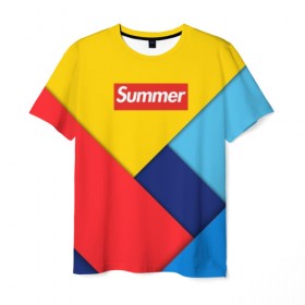 Мужская футболка 3D с принтом Sunny summer в Курске, 100% полиэфир | прямой крой, круглый вырез горловины, длина до линии бедер | 