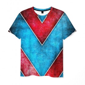 Мужская футболка 3D с принтом Red & Blue background в Курске, 100% полиэфир | прямой крой, круглый вырез горловины, длина до линии бедер | 