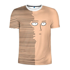 Мужская футболка 3D спортивная с принтом Сайтама в Курске, 100% полиэстер с улучшенными характеристиками | приталенный силуэт, круглая горловина, широкие плечи, сужается к линии бедра | Тематика изображения на принте: one punch man | saitama | аниме | ванпанчмен | сайтама