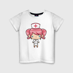 Детская футболка хлопок с принтом Маленькая медсестра в Курске, 100% хлопок | круглый вырез горловины, полуприлегающий силуэт, длина до линии бедер | anime | аниме | врач | девочка | девушка | медсестра | милая | мультик | няшка | няшная | платье | скорая | тян | тянка