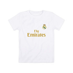 Детская футболка хлопок с принтом Эден Азар Реал 2019 Gold в Курске, 100% хлопок | круглый вырез горловины, полуприлегающий силуэт, длина до линии бедер | hazard | madrid | real | real madrid | азар | реал | реал мадрид | спорт | футбол | эден азар