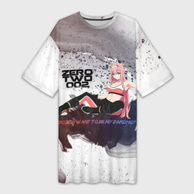 Платье-футболка 3D с принтом Do you want to be my darling (Zero Two) в Курске,  |  | darling in the franxx | franxx | zero two