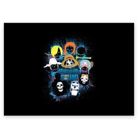 Поздравительная открытка с принтом One Piece в Курске, 100% бумага | плотность бумаги 280 г/м2, матовая, на обратной стороне линовка и место для марки
 | anime | joy boy | kaido | luffy | manga | one piece | supernova | theory | zoro | большой куш | ван | луффи | манга | манки д | мульт | пираты | пис | рыжий | сёнэн | сериал | шанкс