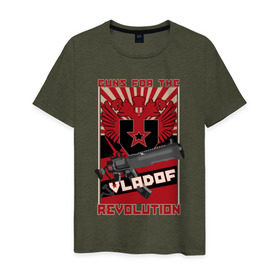 Мужская футболка хлопок с принтом VLADOF-GUNS FOR THE REVOLUTION в Курске, 100% хлопок | прямой крой, круглый вырез горловины, длина до линии бедер, слегка спущенное плечо. | Тематика изображения на принте: 
