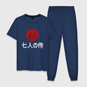 Мужская пижама хлопок с принтом Seven Samurai в Курске, 100% хлопок | брюки и футболка прямого кроя, без карманов, на брюках мягкая резинка на поясе и по низу штанин
 | Тематика изображения на принте: 7 | anime | japan | ninja | samurai | senpai | аниме | катана | кровь | кун | меч | ниндзя | ониме | сакура | самураи | самурай | семпай | сенпай | сенсей | тян | япония