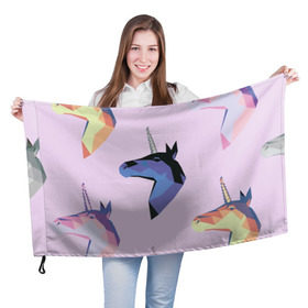 Флаг 3D с принтом Единорог в Курске, 100% полиэстер | плотность ткани — 95 г/м2, размер — 67 х 109 см. Принт наносится с одной стороны | единорог | животное | конь | лошадь