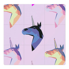 Магнитный плакат 3Х3 с принтом Единорог в Курске, Полимерный материал с магнитным слоем | 9 деталей размером 9*9 см | единорог | животное | конь | лошадь