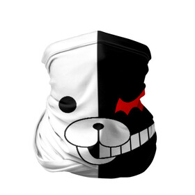 Бандана-труба 3D с принтом MONOKUMA (КАПЮШОН) | МОНОКУМА в Курске, 100% полиэстер, ткань с особыми свойствами — Activecool | плотность 150‒180 г/м2; хорошо тянется, но сохраняет форму | Тематика изображения на принте: anime | bear | black  white | danganronpa | kurokuma | monodam | monokuma | monomi | monotaro | pink | rabbit | school | shirokuma | аниме | главарь | мoноми | монокума | черно белый | школа