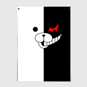 Постер с принтом MONOKUMA (КАПЮШОН) | МОНОКУМА в Курске, 100% бумага
 | бумага, плотность 150 мг. Матовая, но за счет высокого коэффициента гладкости имеет небольшой блеск и дает на свету блики, но в отличии от глянцевой бумаги не покрыта лаком | Тематика изображения на принте: anime | bear | black  white | danganronpa | kurokuma | monodam | monokuma | monomi | monotaro | pink | rabbit | school | shirokuma | аниме | главарь | мoноми | монокума | черно белый | школа