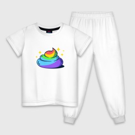 Детская пижама хлопок с принтом Какашка в Курске, 100% хлопок |  брюки и футболка прямого кроя, без карманов, на брюках мягкая резинка на поясе и по низу штанин
 | арт | единорог | красиво | радуга | рисунок | смешно | цветная | юмор