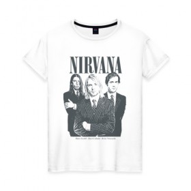 Женская футболка хлопок с принтом Nirvana в Курске, 100% хлопок | прямой крой, круглый вырез горловины, длина до линии бедер, слегка спущенное плечо | альтернативный рок | американская | гранж | дэйв грол | крист энтони новоселич | курт кобейн | рок группа