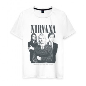 Мужская футболка хлопок с принтом Nirvana в Курске, 100% хлопок | прямой крой, круглый вырез горловины, длина до линии бедер, слегка спущенное плечо. | альтернативный рок | американская | гранж | дэйв грол | крист энтони новоселич | курт кобейн | рок группа