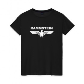 Женская футболка хлопок с принтом Rammstein в Курске, 100% хлопок | прямой крой, круглый вырез горловины, длина до линии бедер, слегка спущенное плечо | 