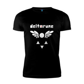 Мужская футболка премиум с принтом DELTARUNE в Курске, 92% хлопок, 8% лайкра | приталенный силуэт, круглый вырез ворота, длина до линии бедра, короткий рукав | delta r | delta rune | deltarune | deltarune 2 | deltarune сердце | дельта | дельта руна | дельтаран.