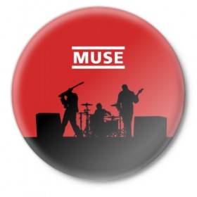 Значок с принтом Muse в Курске,  металл | круглая форма, металлическая застежка в виде булавки | 