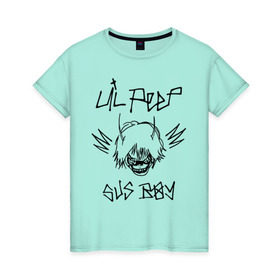 Женская футболка хлопок с принтом Lil Peep в Курске, 100% хлопок | прямой крой, круглый вырез горловины, длина до линии бедер, слегка спущенное плечо | crybaby | gustav elijah ahr | hellboy | lil peep | lilpeep | peep | rap | густав элайджа ар | лил пип | рэп | хип хоп | эмо рэп