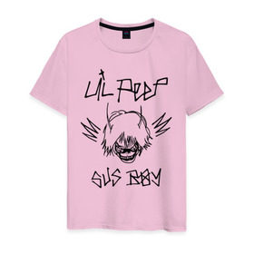 Мужская футболка хлопок с принтом Lil Peep в Курске, 100% хлопок | прямой крой, круглый вырез горловины, длина до линии бедер, слегка спущенное плечо. | crybaby | gustav elijah ahr | hellboy | lil peep | lilpeep | peep | rap | густав элайджа ар | лил пип | рэп | хип хоп | эмо рэп