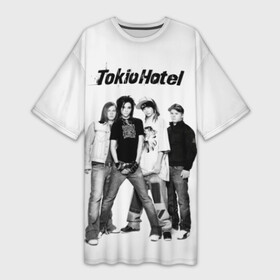 Платье-футболка 3D с принтом Tokio Hotel в Курске,  |  | alternative rock | band | bill kaulitz | boys | german | hotel | music | pop rock | powerpop | synthpop | tokyo | tom ka | альтернативный рок | билл каулитц | георг листинг | группа | густав шефер | мальчики | музыка | немецкая | отель | пауэр поп