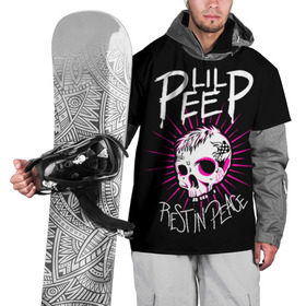 Накидка на куртку 3D с принтом Lil Peep в Курске, 100% полиэстер |  | crybaby | gustav elijah ahr | hellboy | lil peep | lilpeep | peep | rap | густав элайджа ар | лил пип | рэп | хип хоп | эмо рэп