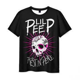 Мужская футболка 3D с принтом Lil Peep в Курске, 100% полиэфир | прямой крой, круглый вырез горловины, длина до линии бедер | crybaby | gustav elijah ahr | hellboy | lil peep | lilpeep | peep | rap | густав элайджа ар | лил пип | рэп | хип хоп | эмо рэп