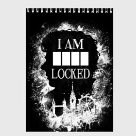 Скетчбук с принтом I AM LOCKED в Курске, 100% бумага
 | 48 листов, плотность листов — 100 г/м2, плотность картонной обложки — 250 г/м2. Листы скреплены сверху удобной пружинной спиралью | holmes | mr moment | sherlock | ватсон | дедукция | детектив | камбербэтч | мориарти | мр момент | сериал | фильм | холмс | холодное чтение | шерлок