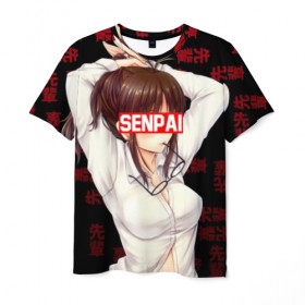 Мужская футболка 3D с принтом Anime (Senpai) 7 в Курске, 100% полиэфир | прямой крой, круглый вырез горловины, длина до линии бедер | ahegao | anime | japan | manga | senpai | аниме | ахегао | китай | манга | сенпай | япония