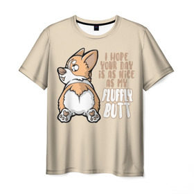 Мужская футболка 3D с принтом Милый Корги в Курске, 100% полиэфир | прямой крой, круглый вырез горловины, длина до линии бедер | Тематика изображения на принте: corgi | cute | dog | dogs | funny | puppies | puppy | корги | милый | смешно | собака | собаки | щенки | щенок
